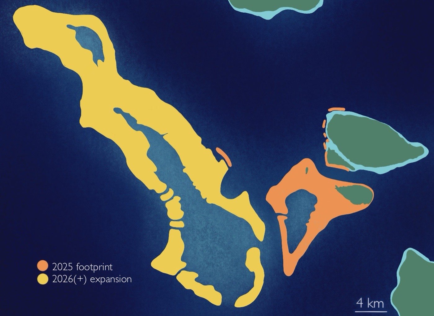 Map showing planned expansion to 185 km of protected reef across Karang Kaledupa atoll